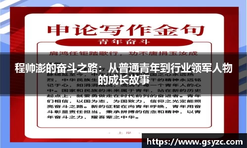 程帅澎的奋斗之路：从普通青年到行业领军人物的成长故事
